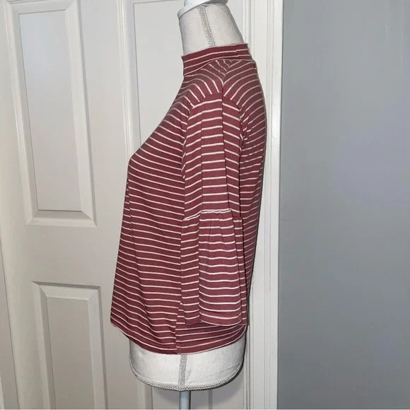 Billabong Striped Flutter Sleeve Mock Neck Tee - Picture 6 of 16